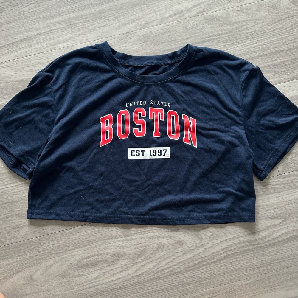 SHEIN Navy Blue Boston Crop Top